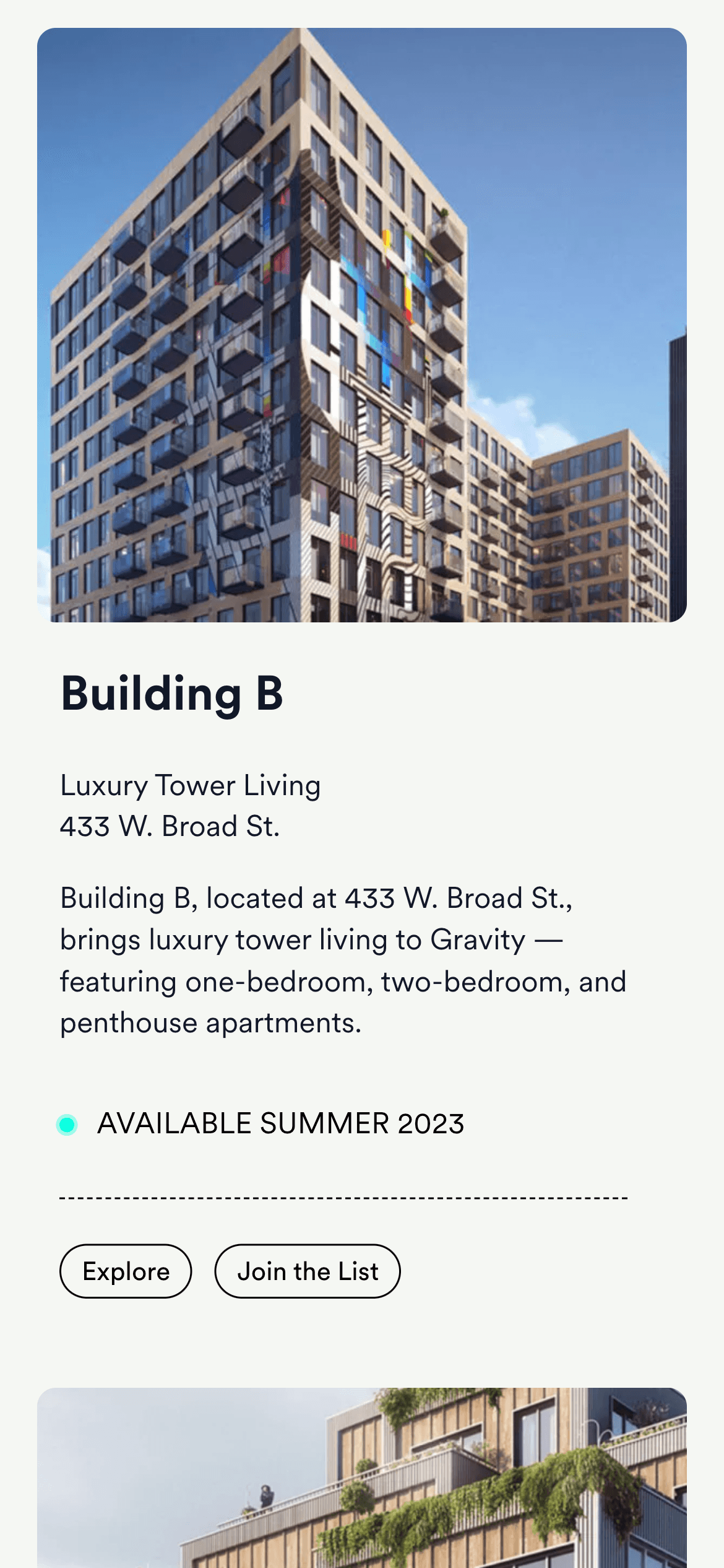 Gravity Building Listing Mobile